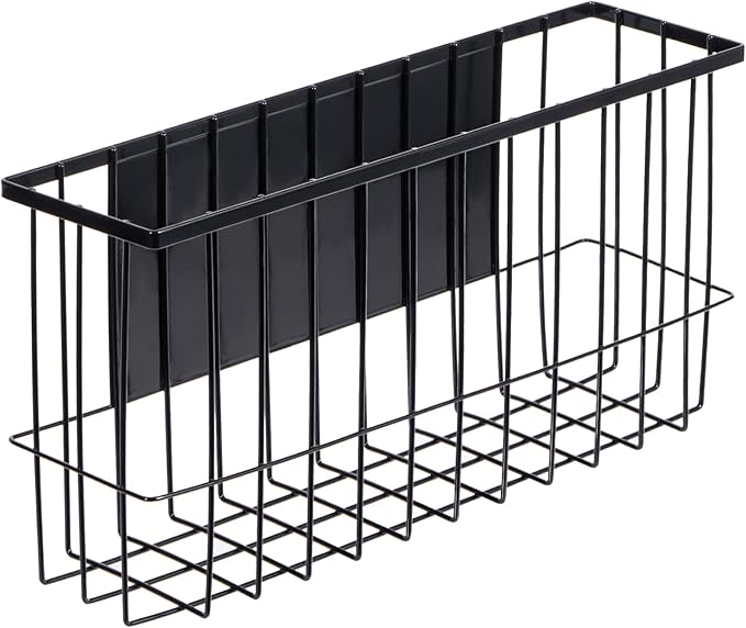 dedoot Magnetic Holder Locker 14.1"x 3.9"x 7" Strong Magnetic Black Mesh Holder Magnetic Basket Organizer Shelf Rack for Whiteboard,Fridge, Sponge, Recipe, Beverage,Refrigerator,Office File Foil