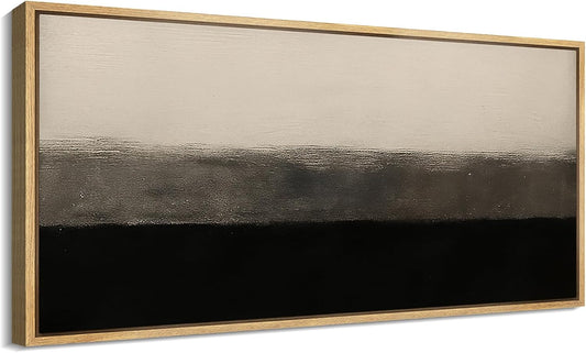 MUDECOR Extra Larg Framed Canvas Print Wall Art Minimalist Black and Beige Abstract Neutral Tones Modern Illustrations Decorative Colorful for Bedroom - 60"x30"