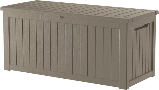 270 Gallon Outdoor Storage Box Patio Deck Box Waterproof, Resin Lockable Outside Large Storage Bin for Pool Cushion Furniture, Garden Tools UV-Resistant, Grey