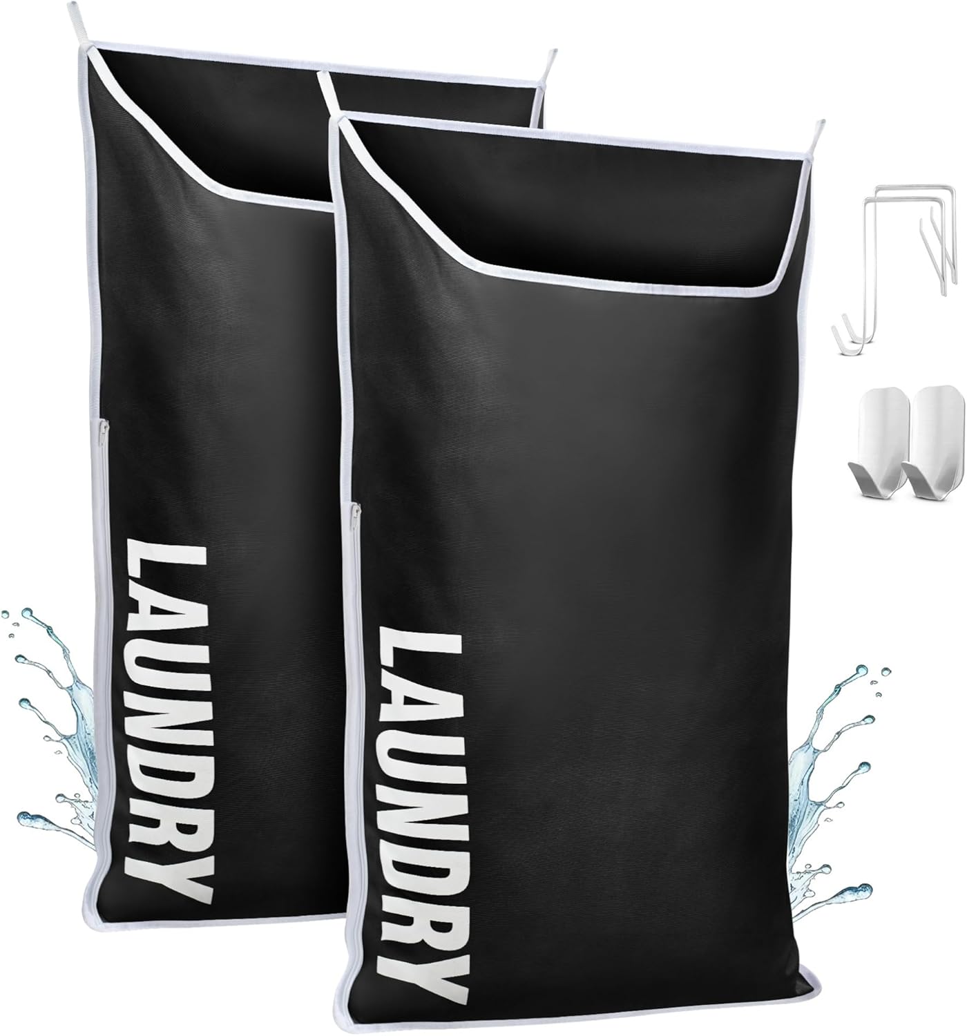 Hanging Laundry Hamper Bag XL 40x22", Space Saving over the Door Storage Bags, Behind the Door Hampers for Dirty Clothes & Wall Mounted Basket for Bathroom, Organizer for Small Room Spaces RV