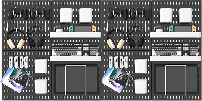 Pegboard Combination Kit, 25.2" x 50.4" Wall Mounted Storage Set with 8 Pegboards & 40 Accessories Hanging, Peg Boards Organizer
