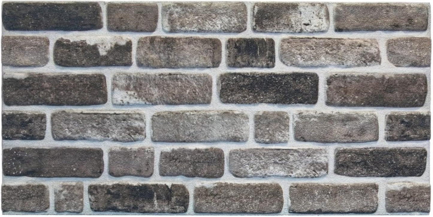 Dundee Deco 3D Wall Panels Faux Brick - Cladding, Grey Black Stone Look Wall Paneling, Styrofoam Facing for Living Room, Kitchen, Bathroom, Balcony, Bedroom, Set of 5, Covers 27 sq ft