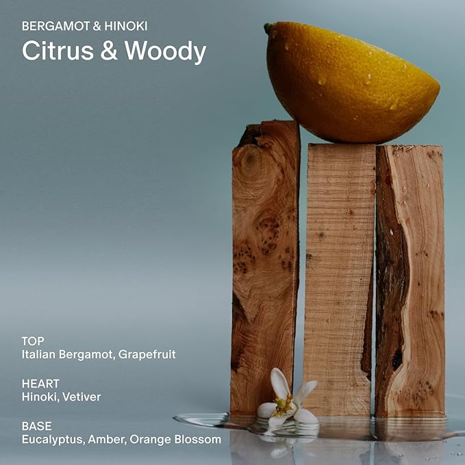 SALT & STONE Scented Candle for Women & Men | Hand-Poured, Aromatic & Fragrant | Coconut & Soy Blend Wax | 100% Cotton Wick | Long-Lasting 50 Hour Burn Time (8.5 oz) (Bergamot & Hinoki)