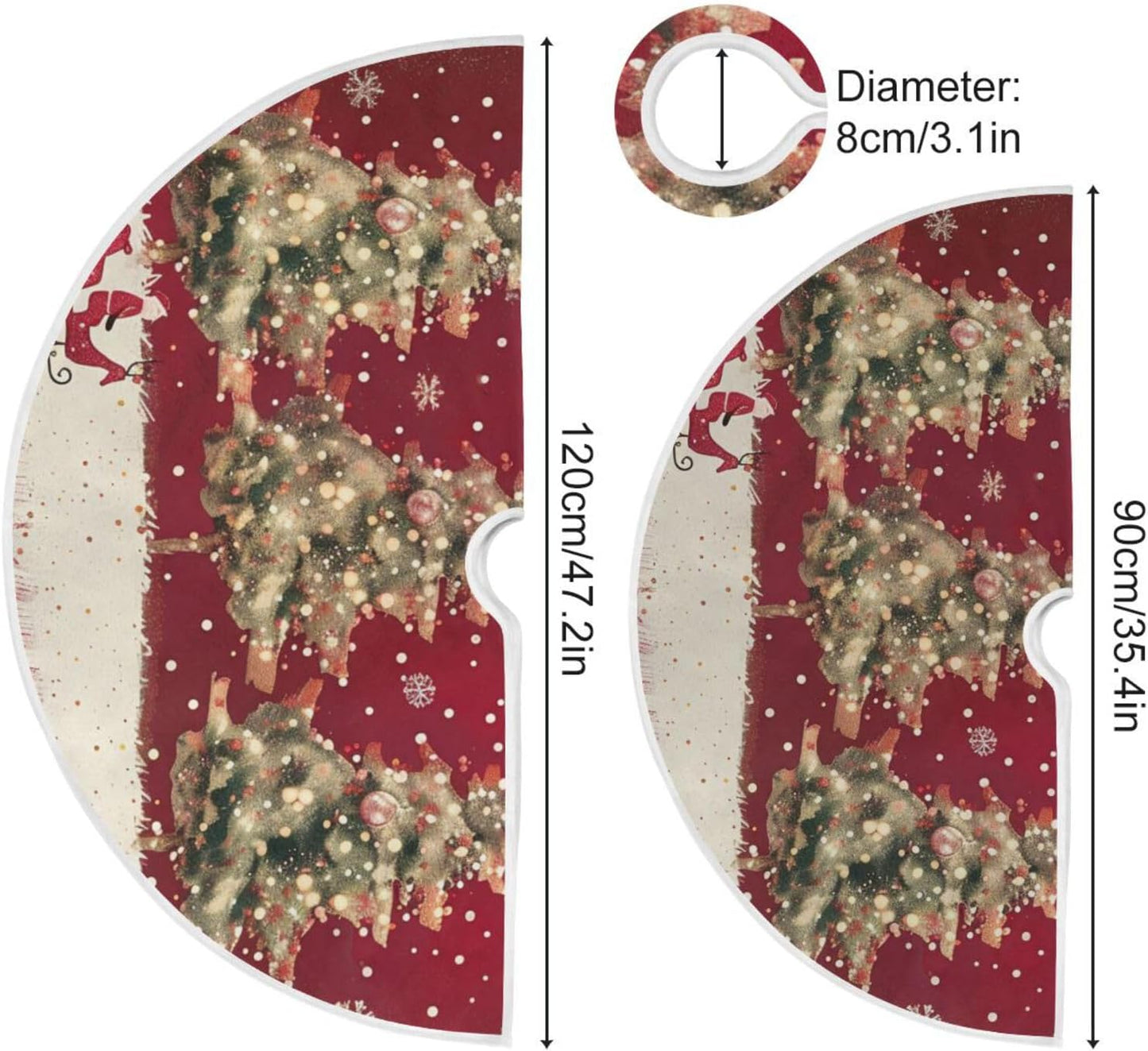 Christmas Tree Skirt, 36 Inch Christmas Trees Reindeer Xmas Tree Skirt for Christmas New Year Party Decorations Christmas Tree Mat