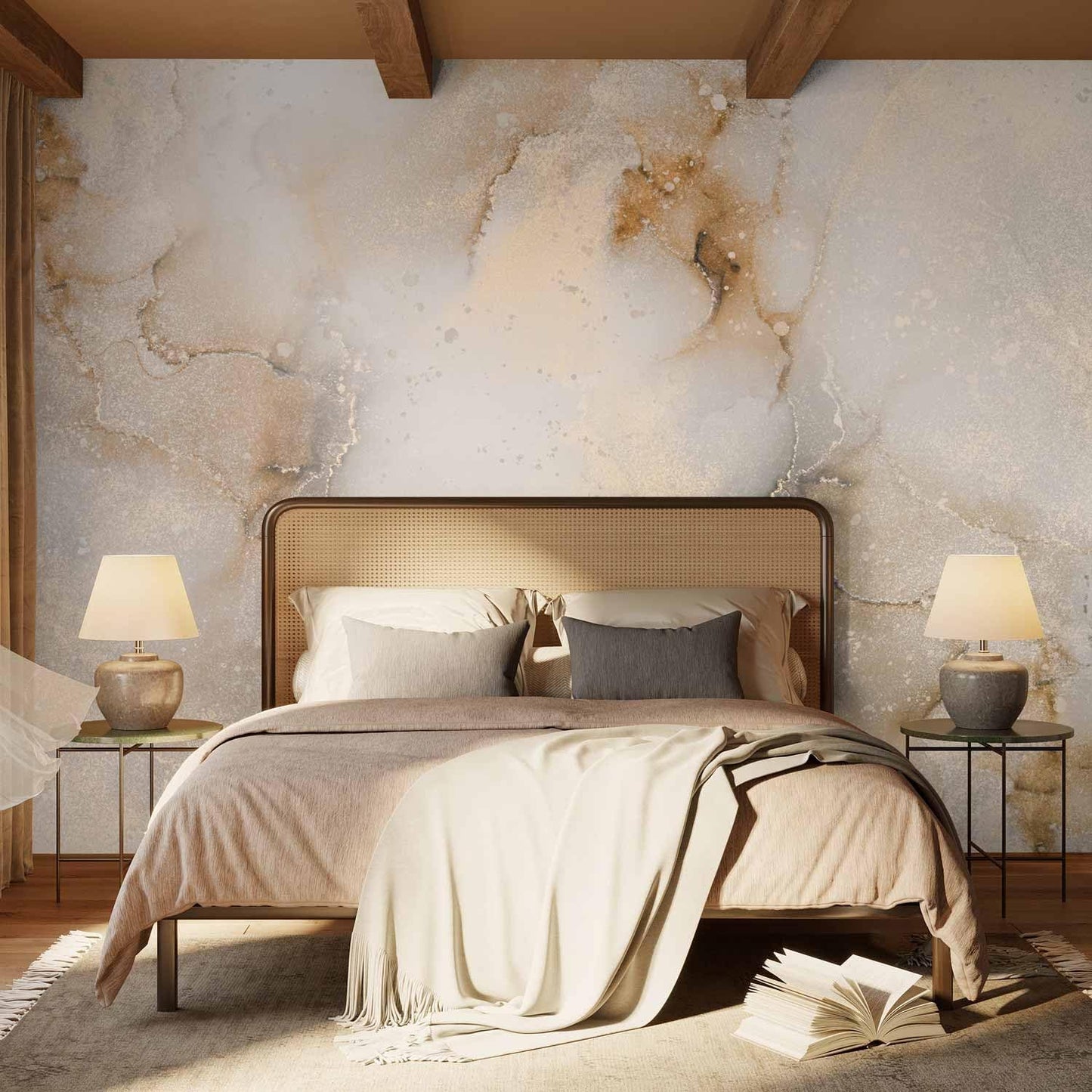 artgeist Premium Wall Mural Marble Stone 216x98 in - Non-Woven Photo Wallpaper Art Print Fleece Wall Mural Decoration Poster Picture Marble Beige f-C-10058-a-d