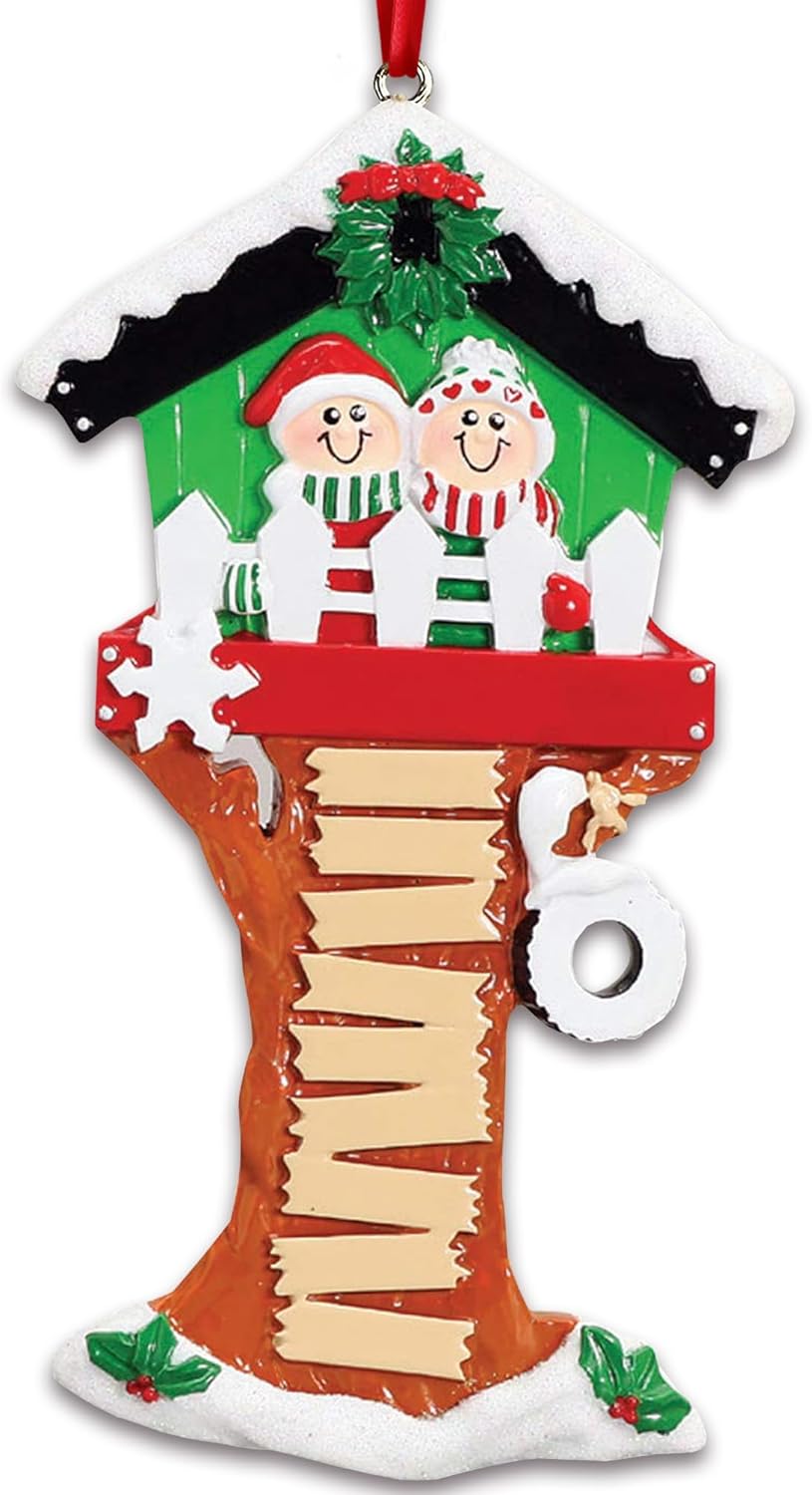 3D Treehouse Family of 9 Ornament 2025 Personalized Family Christmas Ornaments 2025 | Siblings Treehouse Personalized Tree Ornaments for Grandchildren, Siblings & Grandkids of Nine Banner Ornament