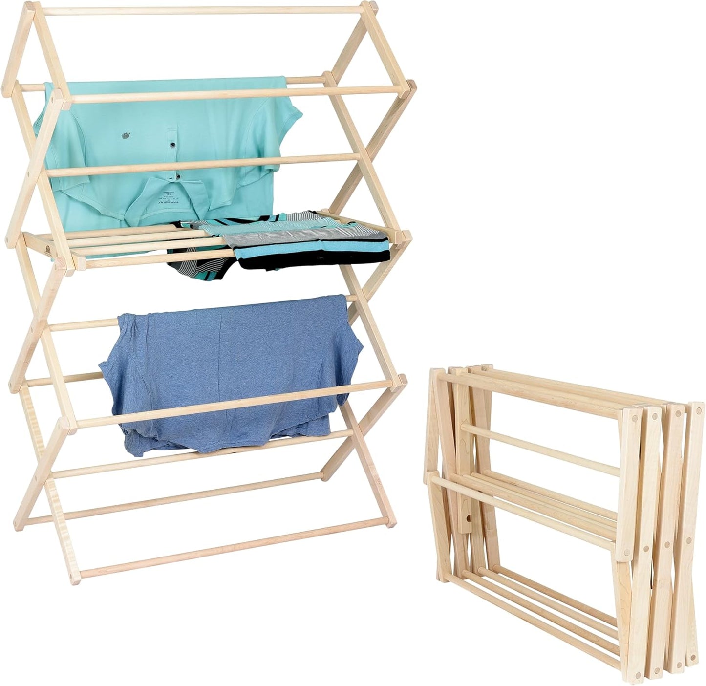 Pennsylvania Woodworks Clothes Drying Rack: Solid Maple Hard Wood Laundry Rack for Sweaters, Blouses, Lingerie & More, Durable Folding Drying Rack, Made in USA, No Assembly Needed, Large