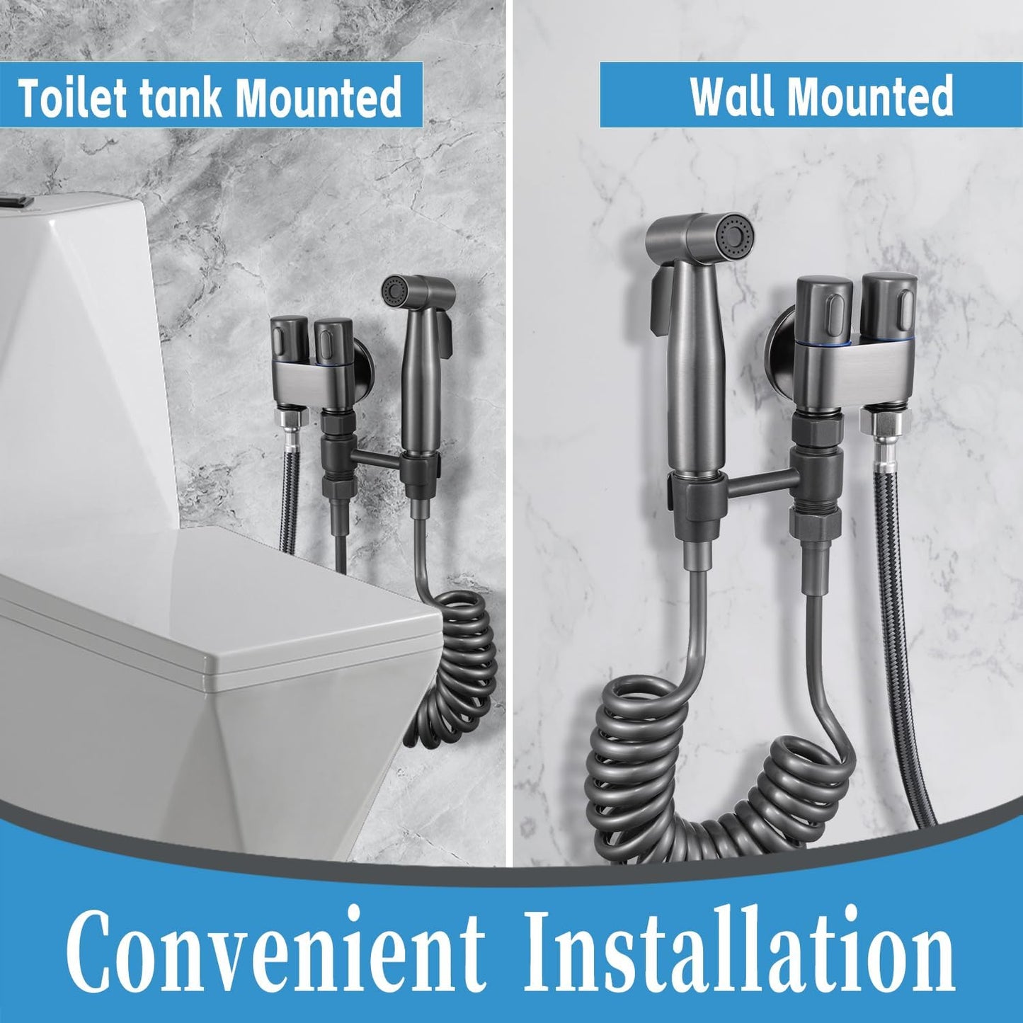 MLD Handheld Toilet Bidet Sprayer, Toilet Faucet Handheld Bidet Sprayers, Hand Shower Toilet Hose Sprayer Attachment for Water Spray and Cloth Diaper Wash (Grey)