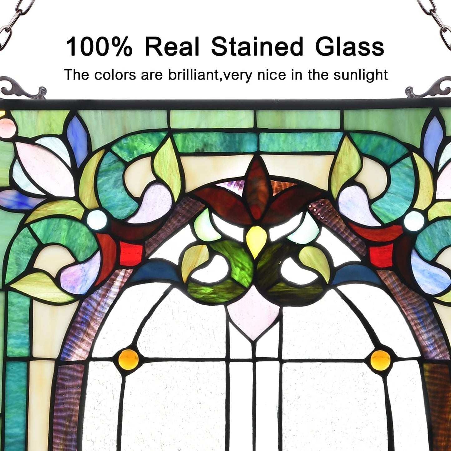 Capulina Dancing Style Stained Glass Window Hangings Panels 17" W x 22" H Fine Handicrafts Suncatcher Parents Gifts for Home Decor