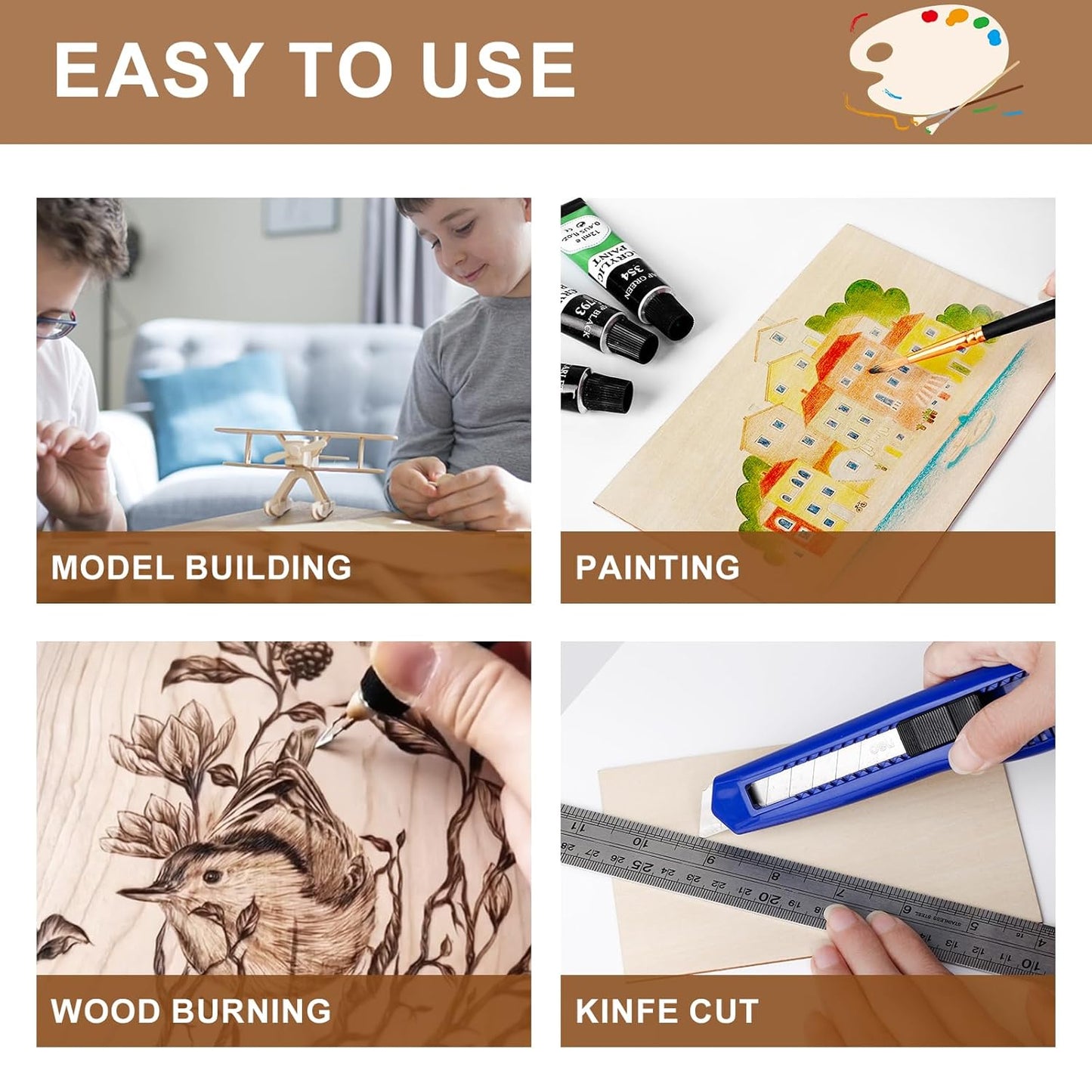 24Pack Basswood Sheets 4x6x1/16 Inch, Basswood for Laser Cutting & Engraving, Thin Plywood Wood Sheets Unfinished Wood for Crafts, DIY Architectural Models, Wood Burning and Painting.