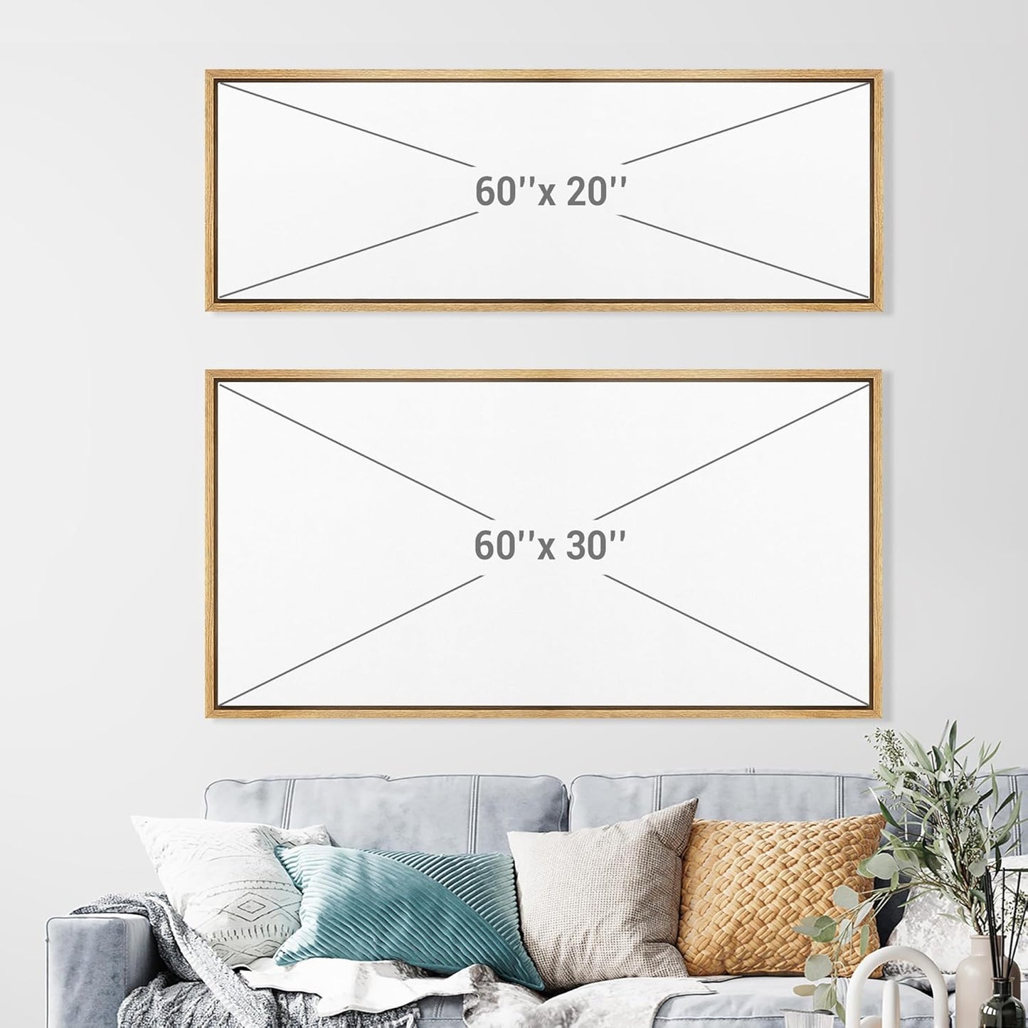 MUDECOR Extra Large Framed Canvas Print Wall Art Minimalist White Cranes on Beige Background Antique Retro Fine Art Illustrations Decorative Colorful for Bedroom - 60"x30"