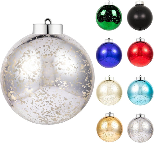 XmasExp Large Christmas Ball Ornaments,1pcs Silver Giant Shatterproof Plastic Hanging Mercury Xmas Ball Decorations Christmas Tree Ornaments (Silver, 8")