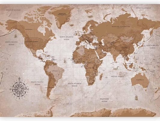 artgeist Wall Mural World Map 138x101 in - XXL Non-Woven Wallpaper Fleece Wall Decor Photo Print Picture Image Design Home Map of The World k-A-0108-a-a