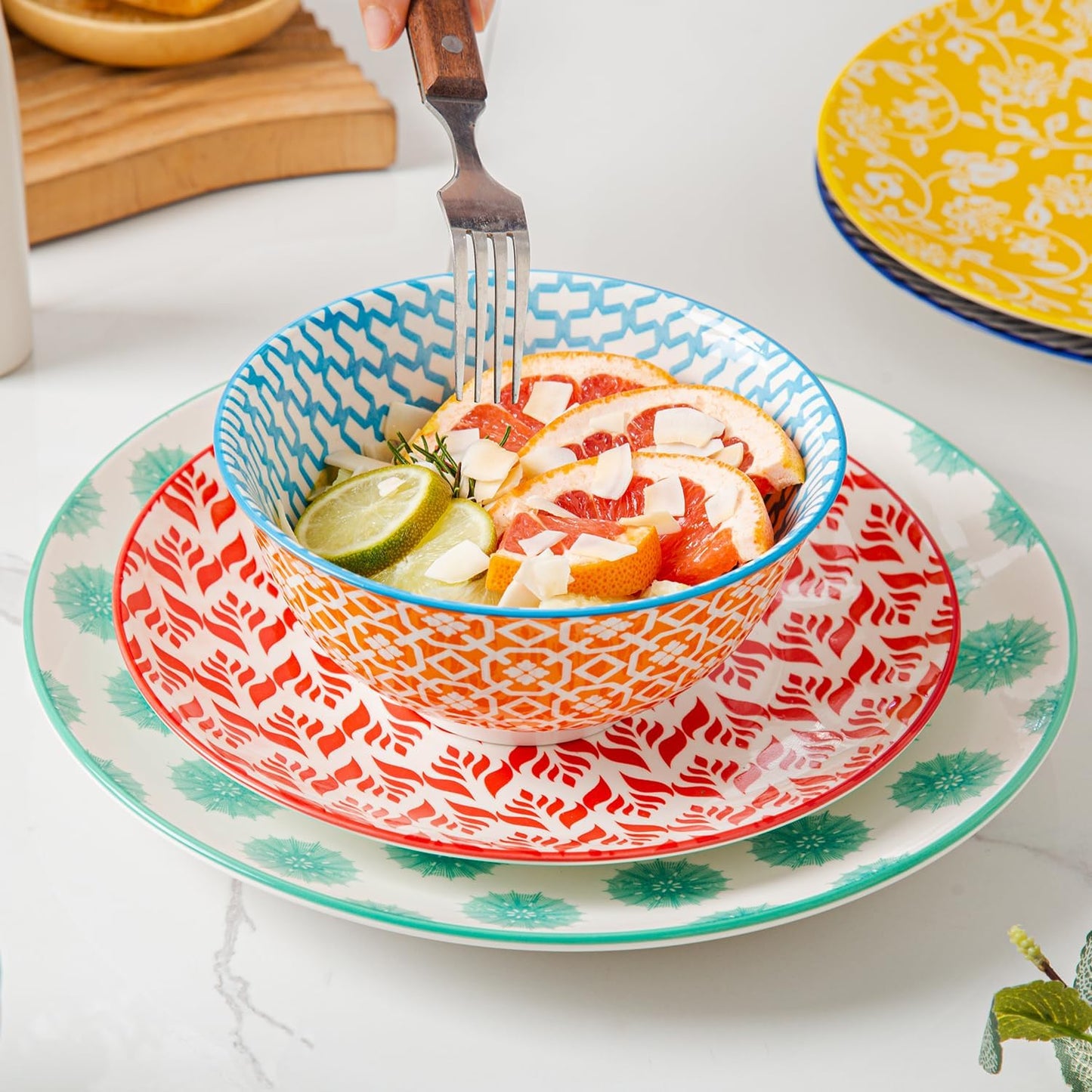 Ceramic Soup Bowls Set - 24 Oz Deep Cereal Bowl - 6 Inch Large Kitchen Dinner Bowl Eating Pasta Salad Dessert Noodle Rice Oatmeal - Microwave Dishwasher Safe - Set of 6 - Assorted Colors