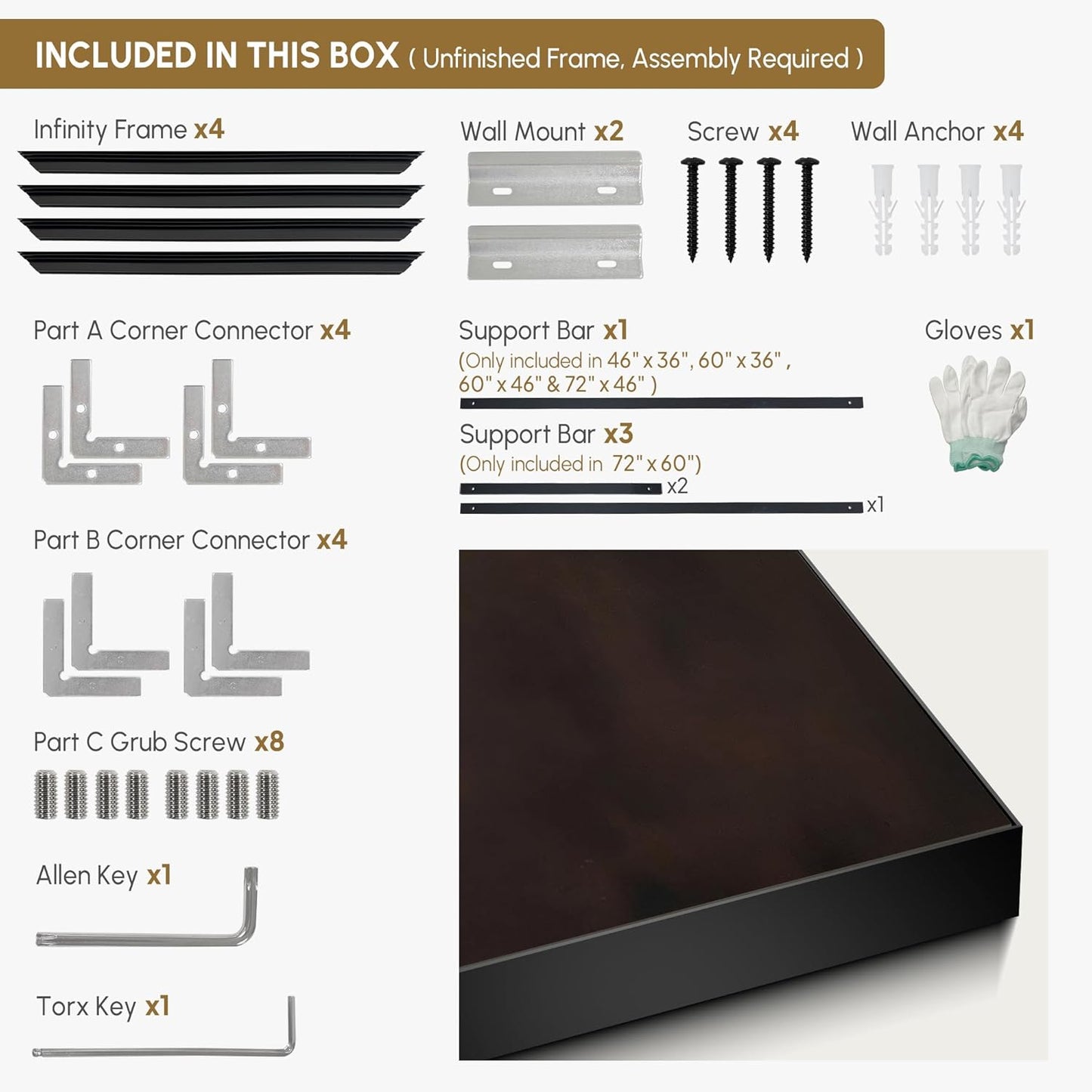 SIGNWIN 36"x60" Extra Large Framed Wall Art Dark Brown Abstract Moody Illustration for Home Living Room Bedroom Decor (Frame Assembly Required)