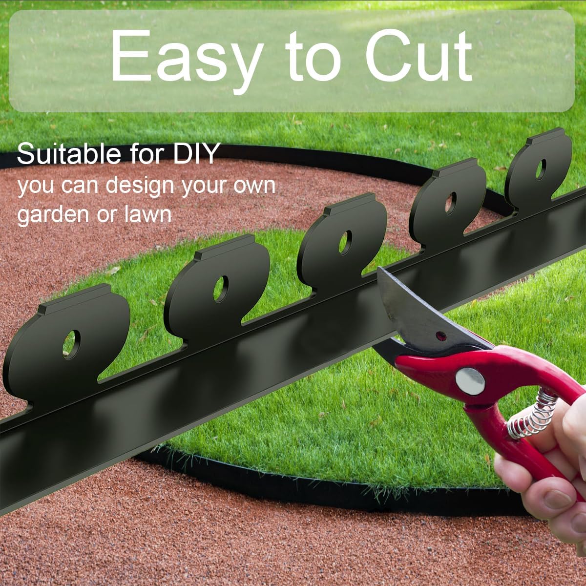 Landscape Edging, 33ft x 4inch Tall Plastic Garden Edging Border with 30 Spikes, Lawn Edging for Landscaping Flower Bed, Yard, Patio-Black