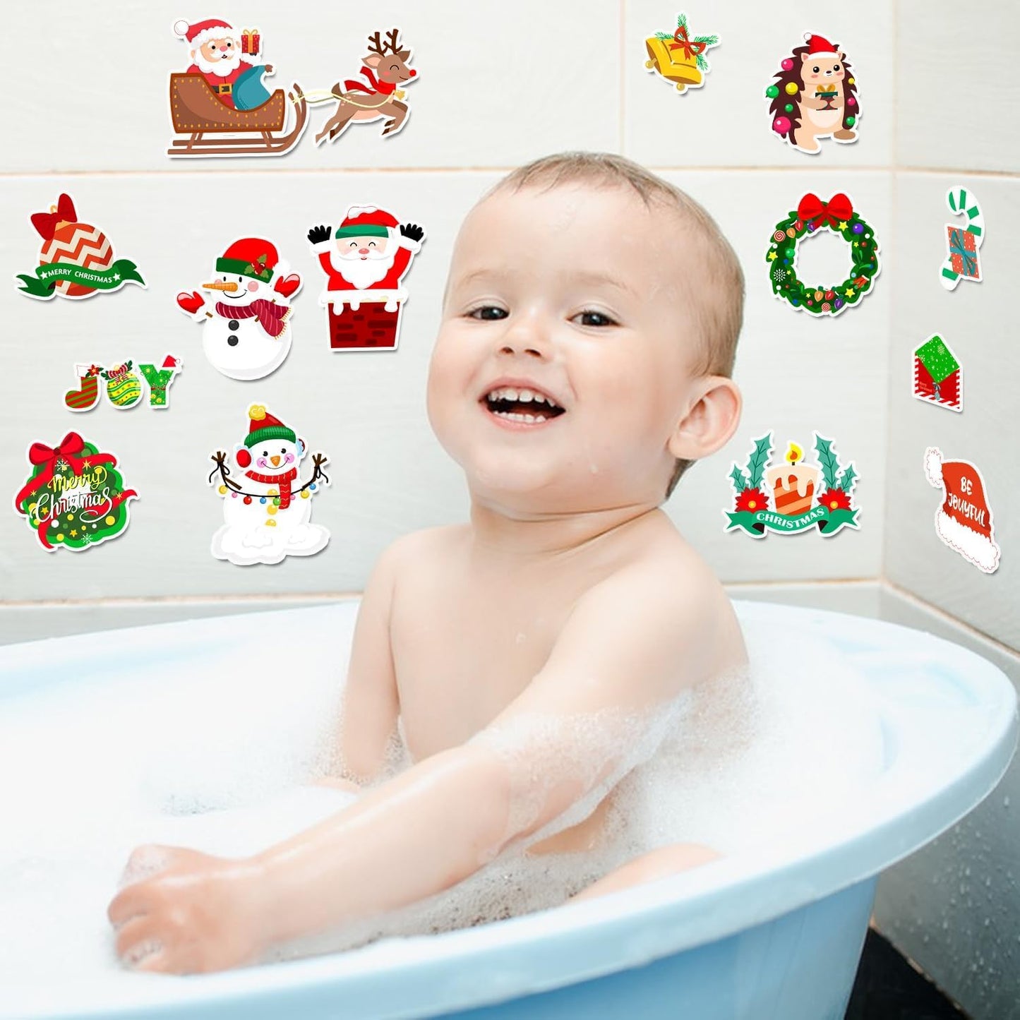 Window Clings Stickers for Kids Window Gel Clings Decals Thick Gel Clings Toddlers and Adults Classroom Home Nursery Airplane Birthday Party Supplies (Merry Christmas)