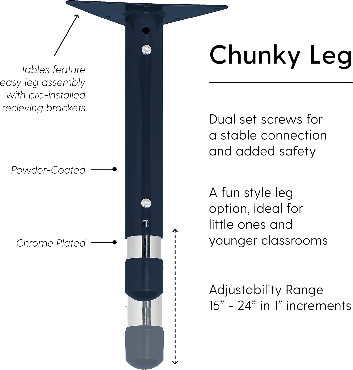 Factory Direct Partners FDP Rectangle Activity School and Classroom Kids Table (36 x 60 inch), Toddler Leg, Adjustable Height 15-24 inches - Maple Top and Navy Edge