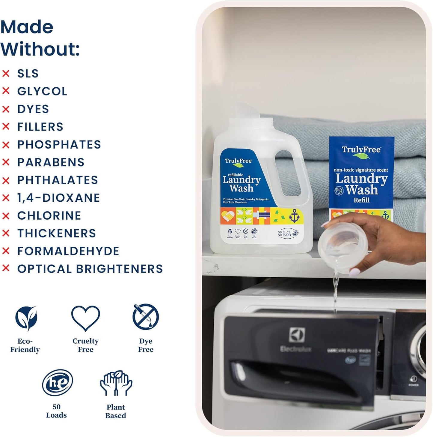 Laundry Detergent for Sensitive Skin | Gentle & Safe for Baby Clothes | Plant-Based | 6 Pack Refill Powder | Easy to Dissolve to Create a Liquid | Signature Scent (300 Loads)