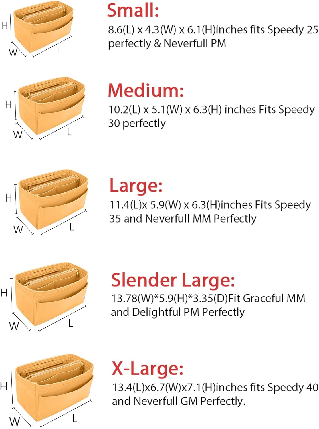 LEXSION Felt Purse Bag Organizer Insert with zipper Bag Tote Shaper Fit Speedy Neverful PM MM