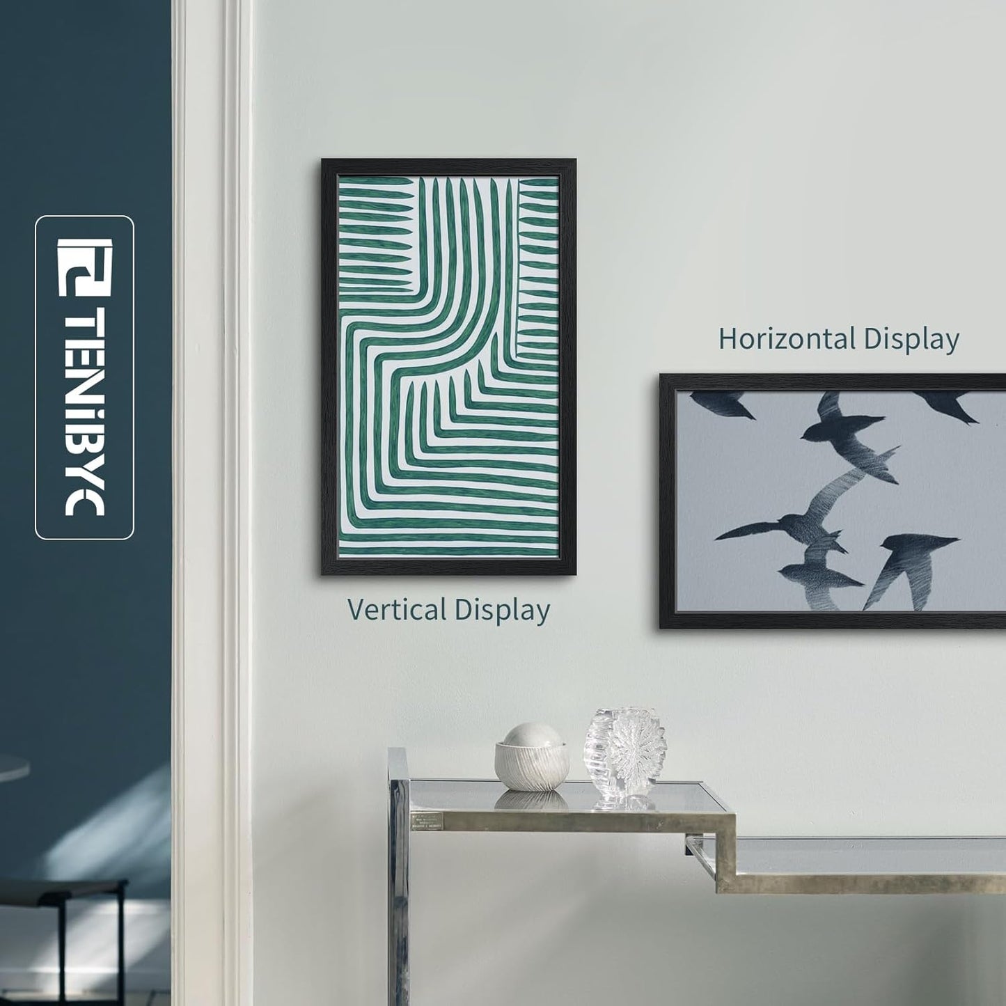 14x24 Poster Frame 3 Pack, Textured Black Solid Wood Gallery Picture Frame - Wall Hanging