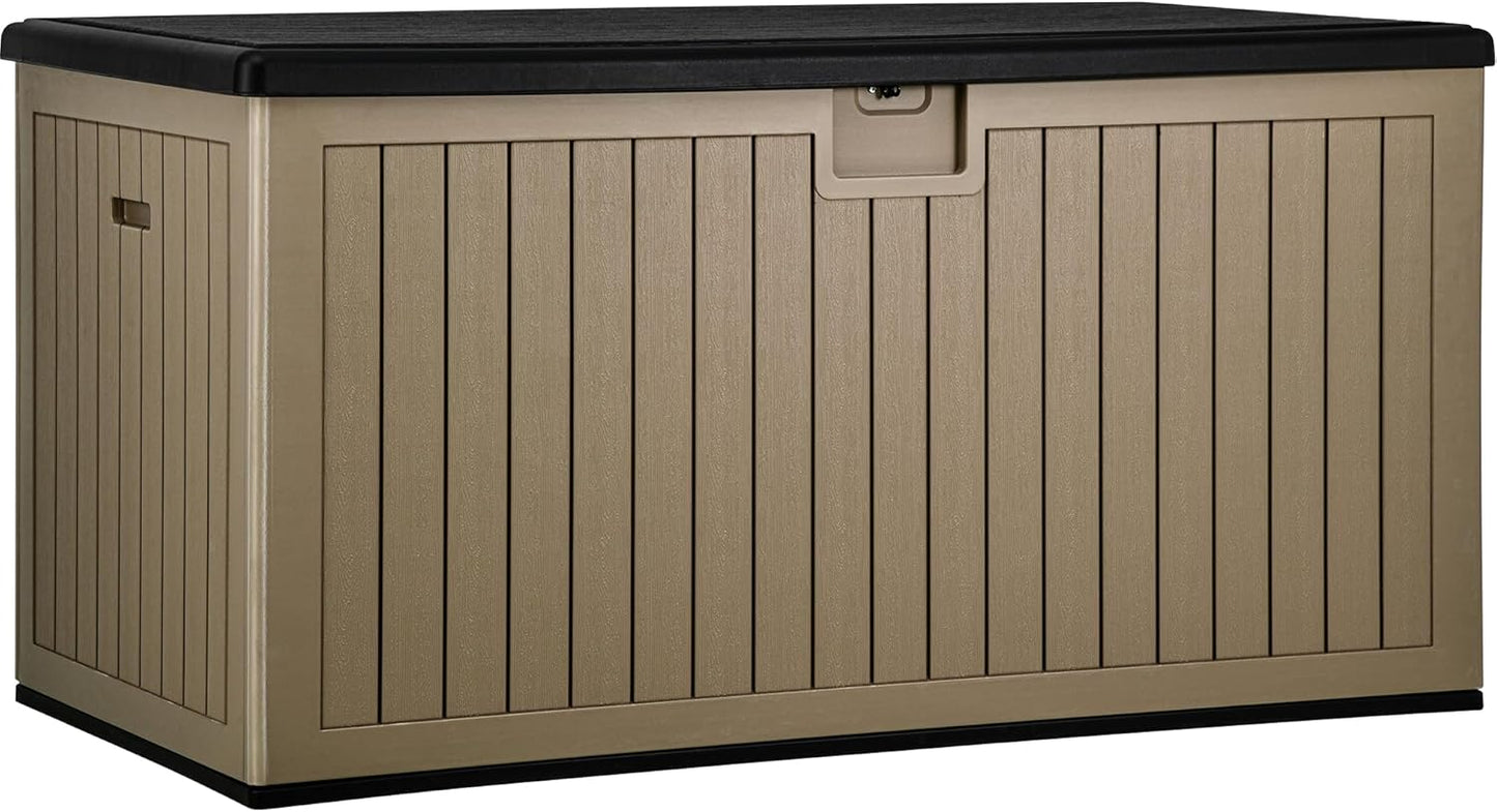 YITAHOME 230 Gallon Large Deck Box with Divider & Side Handles, Outdoor Double-Wall Storage for Patio Furniture Cushions, Garden Pool Accessories, Waterproof & Lockable