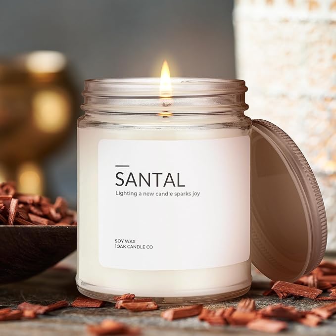 1OAK Soy Santal Candle (Santal) - Soy Wax Scented Candle - Candles for Home Scented - Long Burning Candles Premium - Hand-Poured (7oz.)