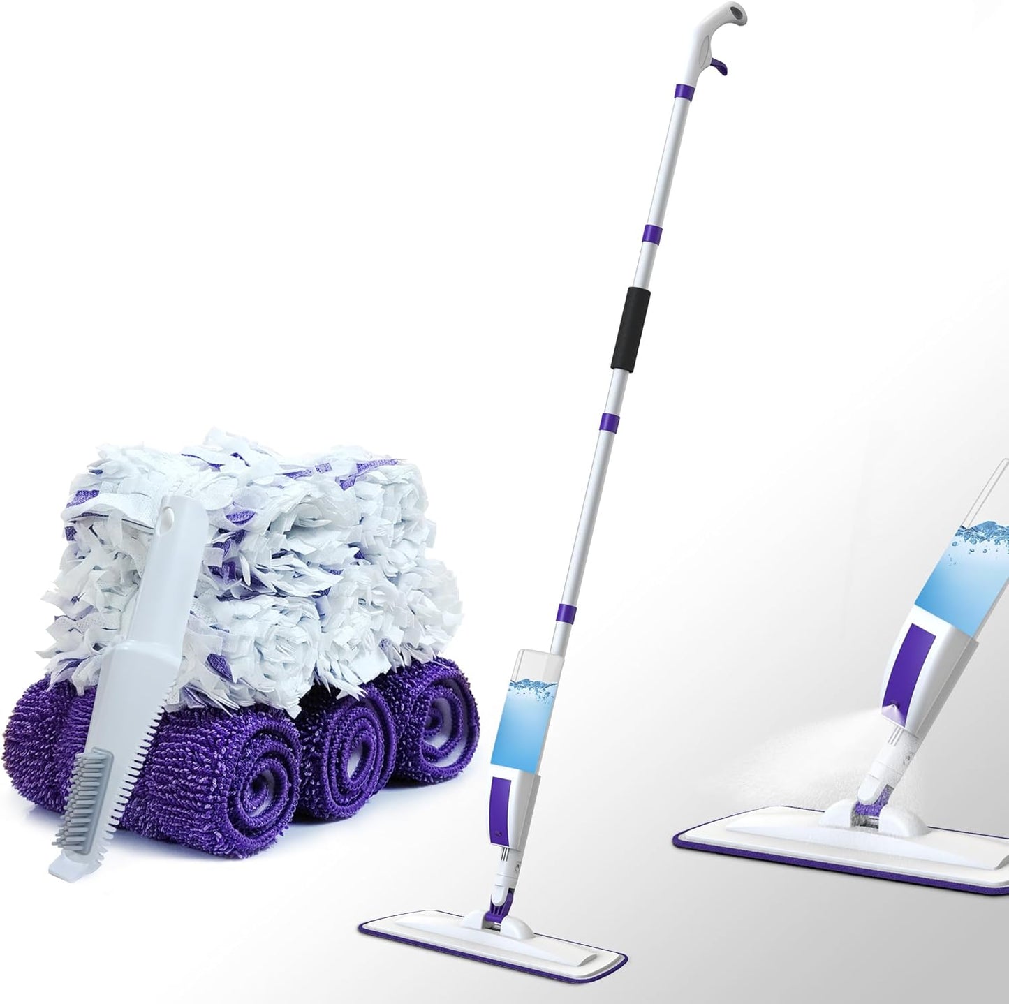 Spray Mop for Floor Cleaning with 60" Extension Handle, Dry/Wet Mop with 14oz Refillable Bottle, 3 Washable Pads&5 Disposable Refills for Hardwood Laminate Tile Floor Dust Cleaning.