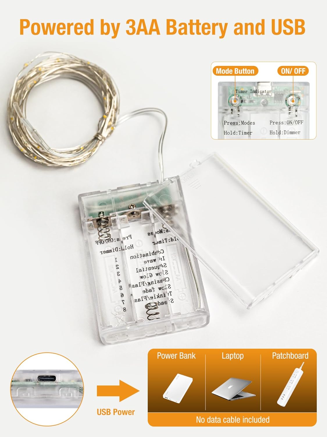 btfarm 4 Pack Fairy Lights Battery Operated with Timer, 16.4 FT 50 LED Twinkle String Lights 8 Modes Dimmable Waterproof Silver Wire for Indoor Bedroom Christmas Party Wedding Decorations, Warm White