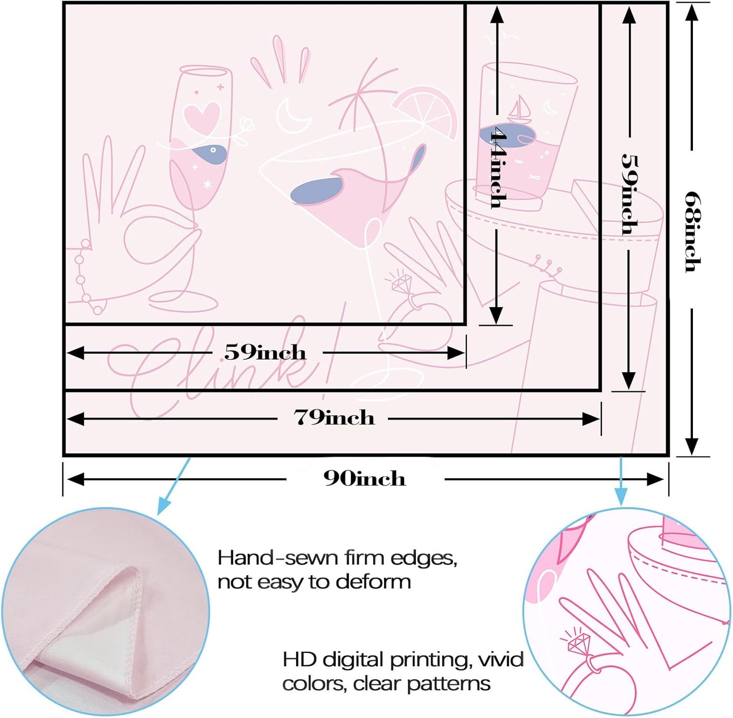 Lunerfex Y2K Tapestry Pink Party Wall Tapestry, Cute Tapestries for Bedroom Funny Tapestries Wall Hanging for Bedroom Living Room Decor Pink-2 44"x60"