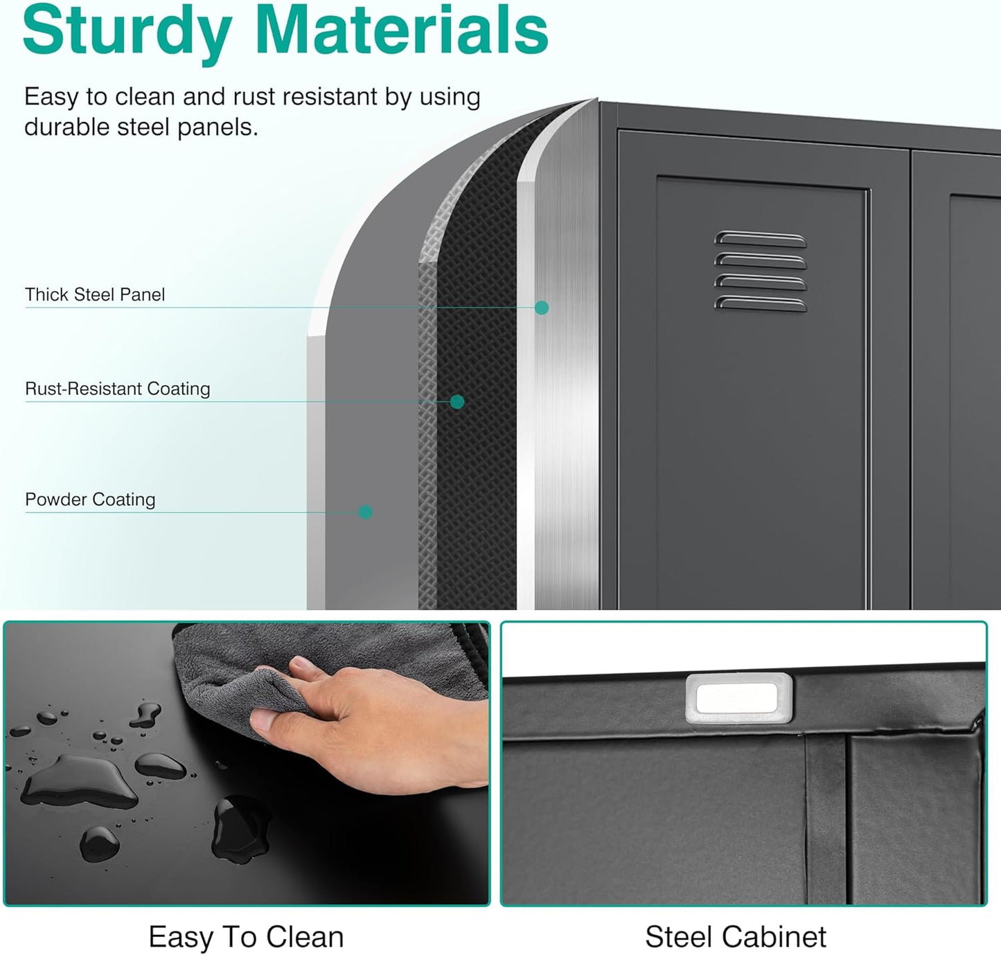 SISESOL Black Storage Cabinet,71" Tall Pantry Cabinet,Kitchen Pantry Storage Cabinets with 2 Doors and 6 Shelves,Wide Deep Metal Food Cupboard for Home,Kitchen,Dining/Living Room