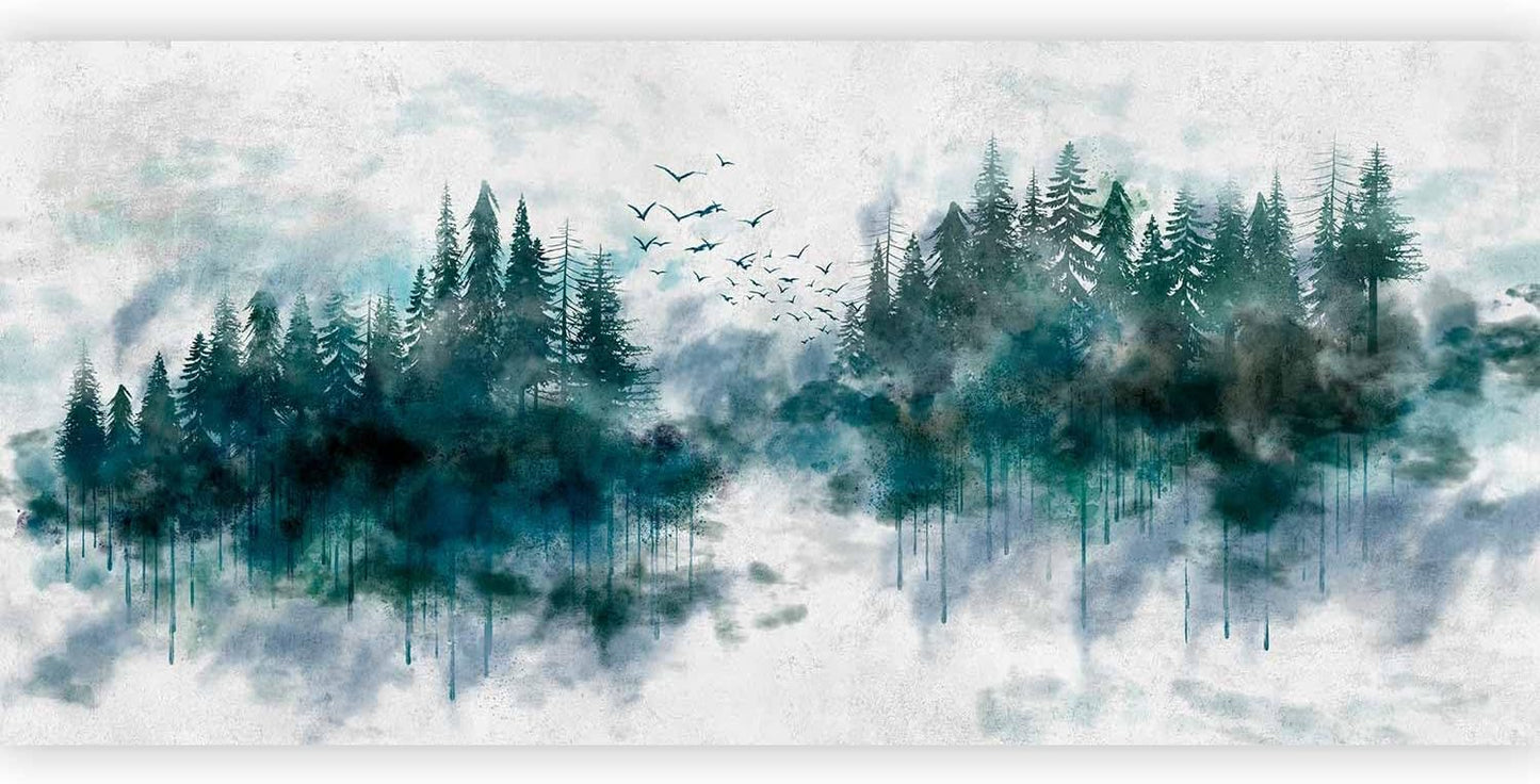 artgeist Wall Mural Peel and Stick Forest 212x98 in - XXL Self-Adhesive Corner Wallpaper Removable Large Sticker Foil Angle Wallpaper Wall Decor Print Landscape Nature Tree Aquarella c-A-10022-a-a