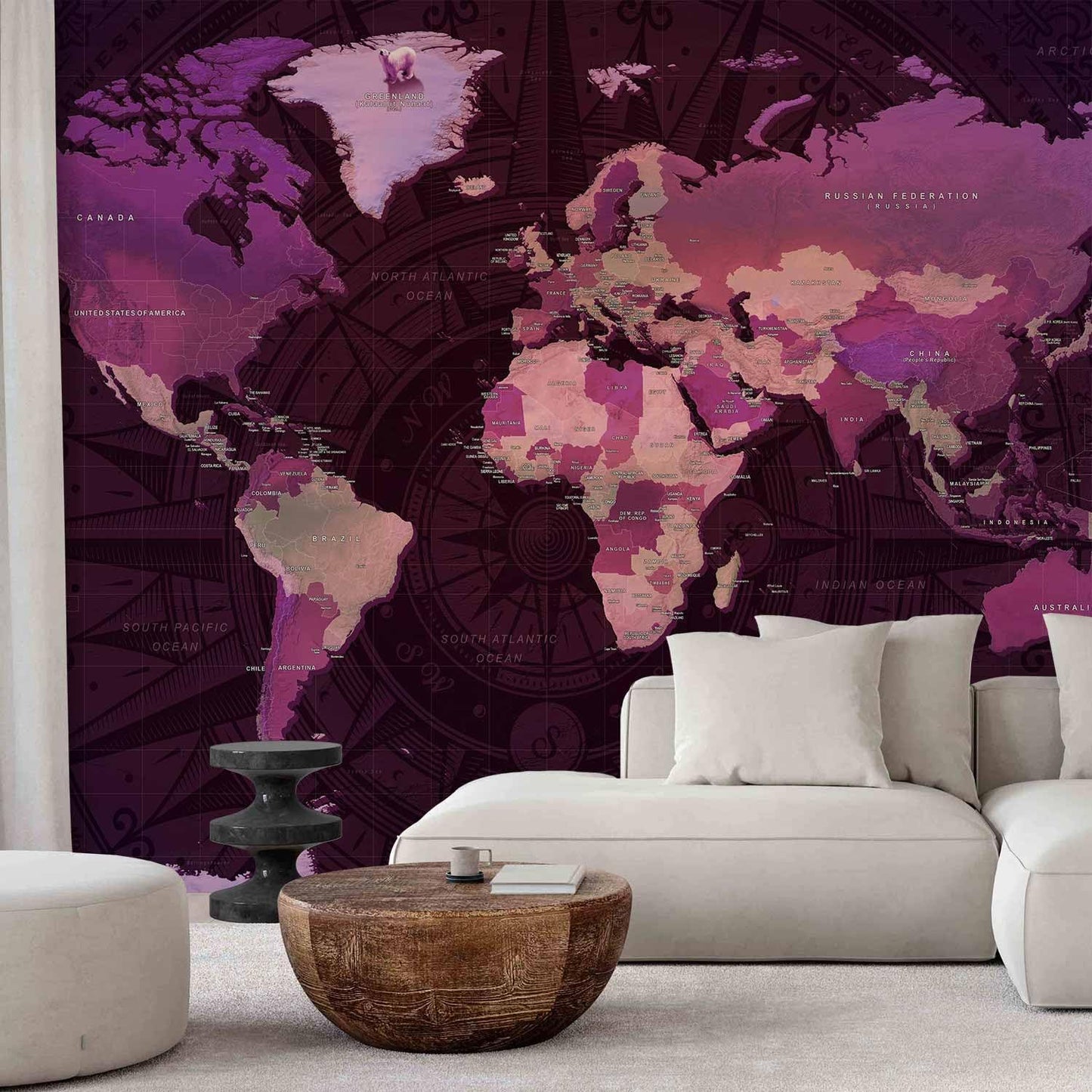 artgeist Wall Mural World Map 157x110 in - XXL Non-Woven Wallpaper Fleece Wall Decor Photo Print Picture Image Design Home Map of The World k-A-0273-a-a