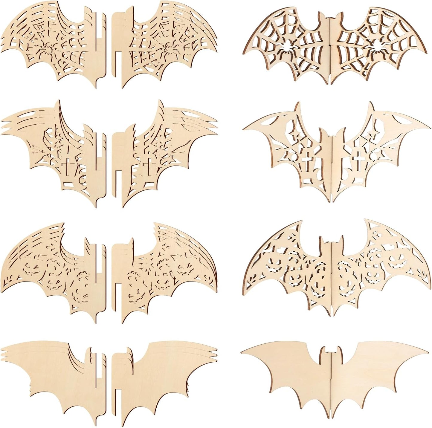 COCHIE DIY 3D Halloween Bats Wood Crafts to Paint for Kids Adults, Paintable Unfinished Wooden Slices for Craft, Bat Cutouts Ornaments for Painting Decorations (24 PCS)