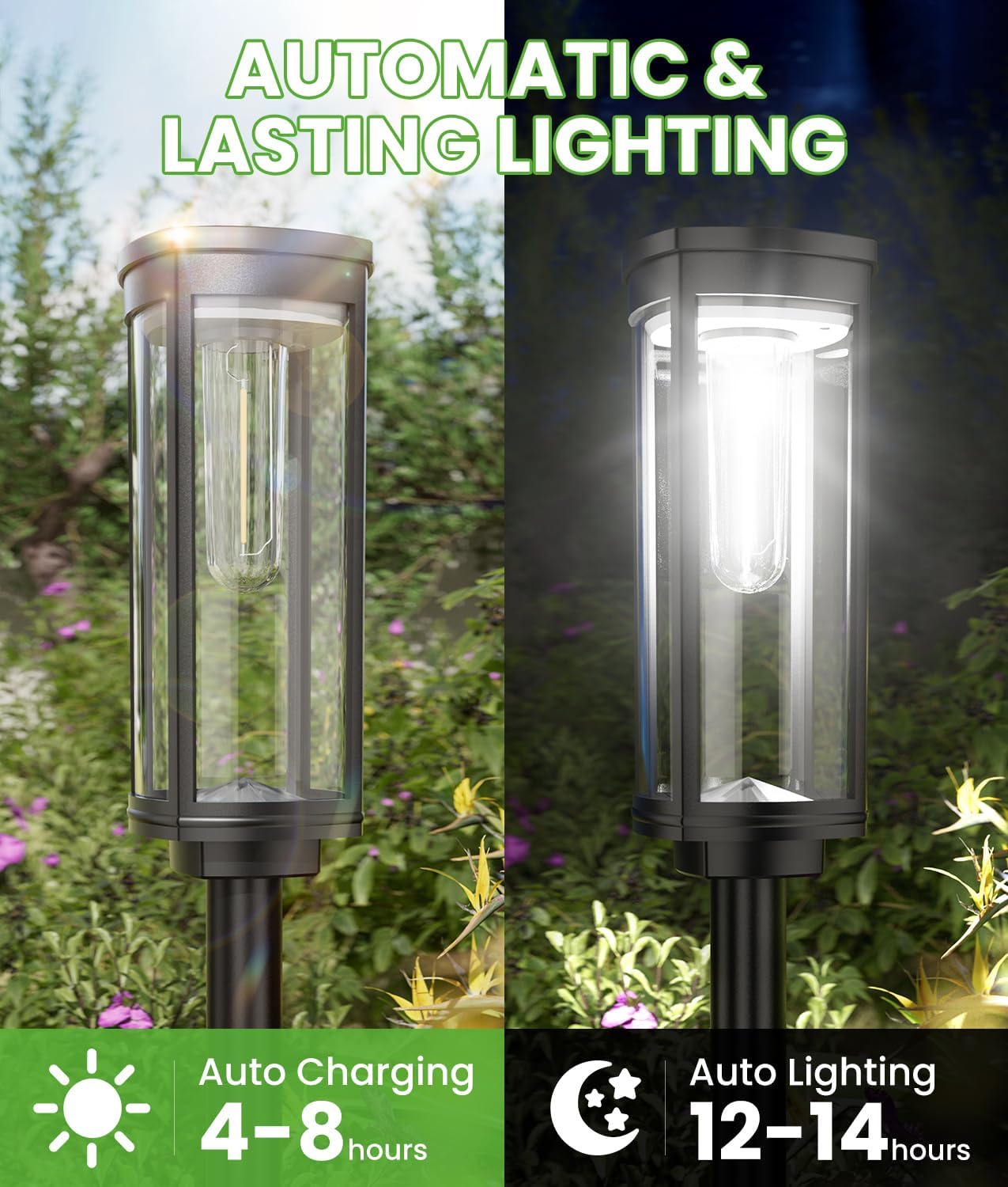 Bright Solar Pathway Lights, 2 Pack Solar Lights Outdoor Waterproof IP65, Auto On/Off Pathway Landscape Lighting, Outdoor Light for Yard Garden Walkway Landscape Lawn Patio Lighting