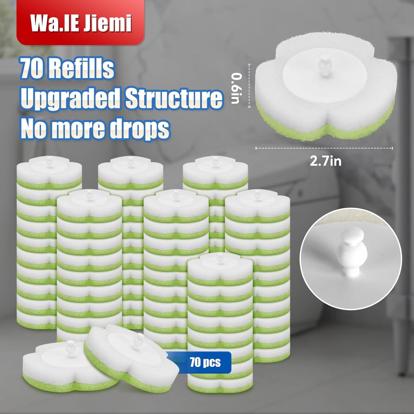 Toilet Bowl Cleaner Wand Refills,70 PCS Disposable Toilet Brush Heads Compatible with Wa.IE Jiemi and Most Wand,Disposable Wand Heads for Deep Cleaning