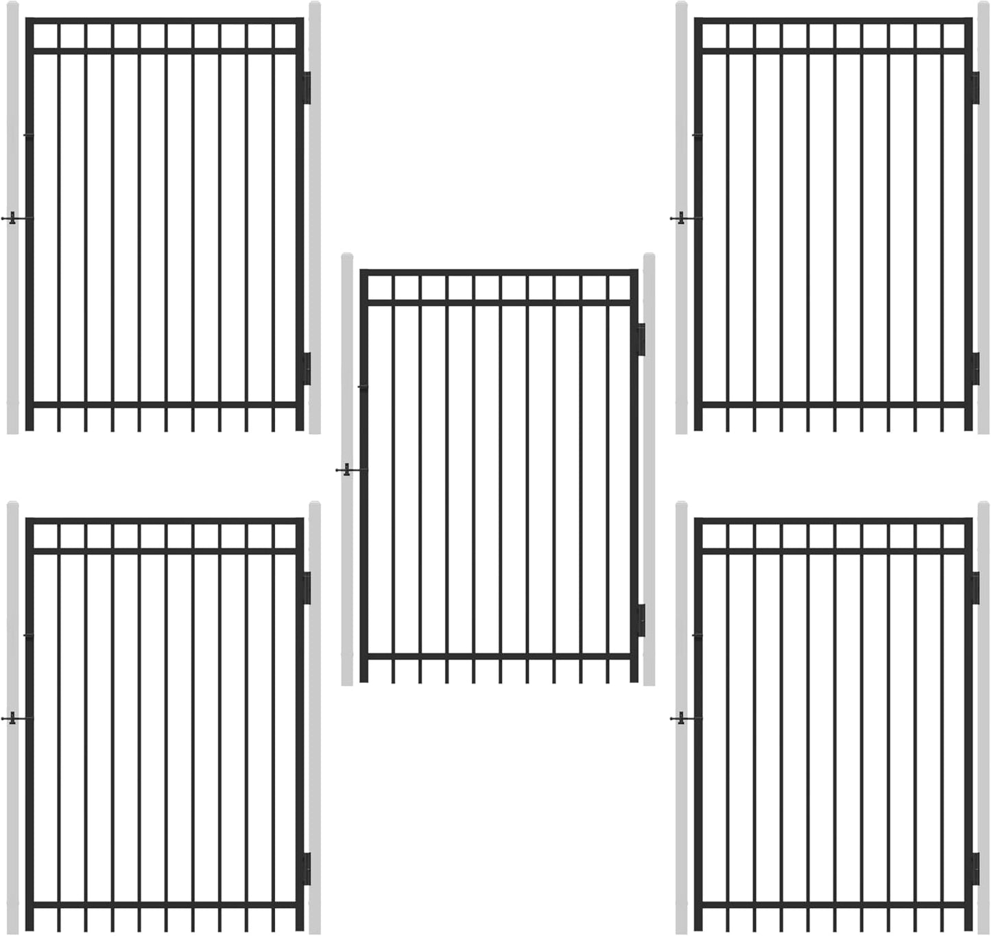 Fencer Wire Heavy Duty Flat Top Fence Gate - Pack of 5, 6FT Height x 4FT Width, Anti-Rust Steel for Outdoor Fencing Barrier, Decorative Garden for Residential, Yard, Pool, Patio