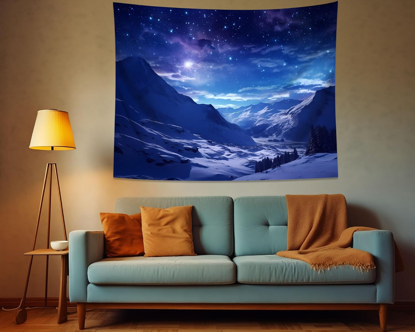 QGHOT Winter Tapestry Wall Hanging Snow Scene Backdrop Snow Mountain Wall Decor Blue Nature Landscape Snowy Large Tapestry for Bedroom Room Dorm, Large