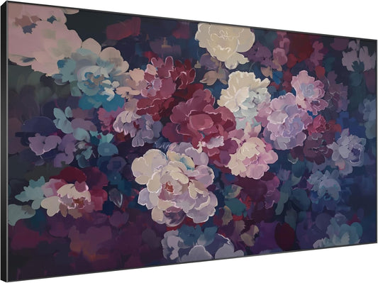 SIGNWIN 46"x72" Extra Large Framed Wall Art Bold Peony Bloom in Colorful Impressionist Style, Lush Floral for Home Living Room Bedroom Decor (Frame Assembly Required)