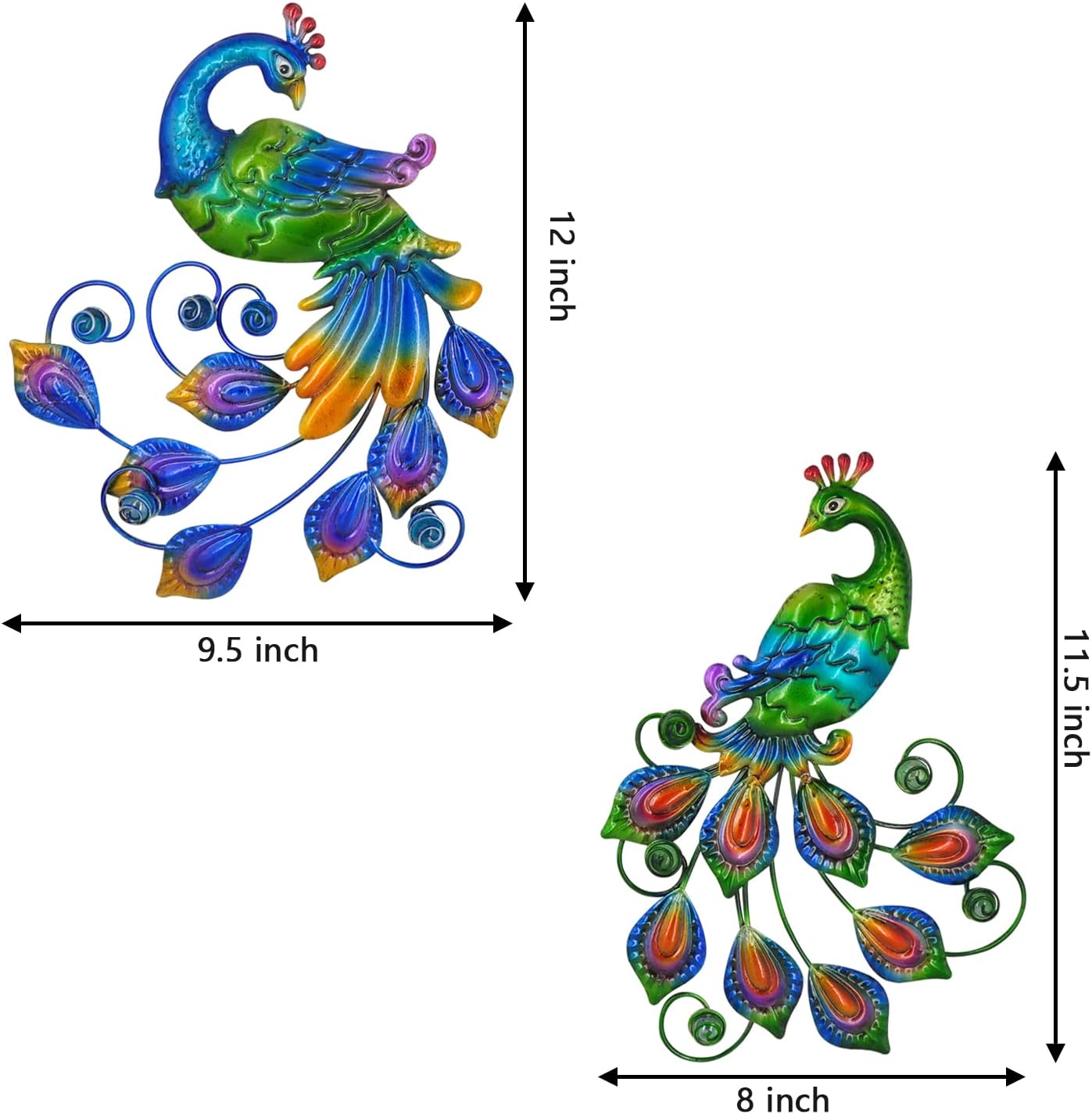 Tuokiuhn Metal Peacock Bird Wall Art Bird Wall Decor Outdoor Wall art Suitable for Outdoor Metal Wall Decorations for Patio Set of 2