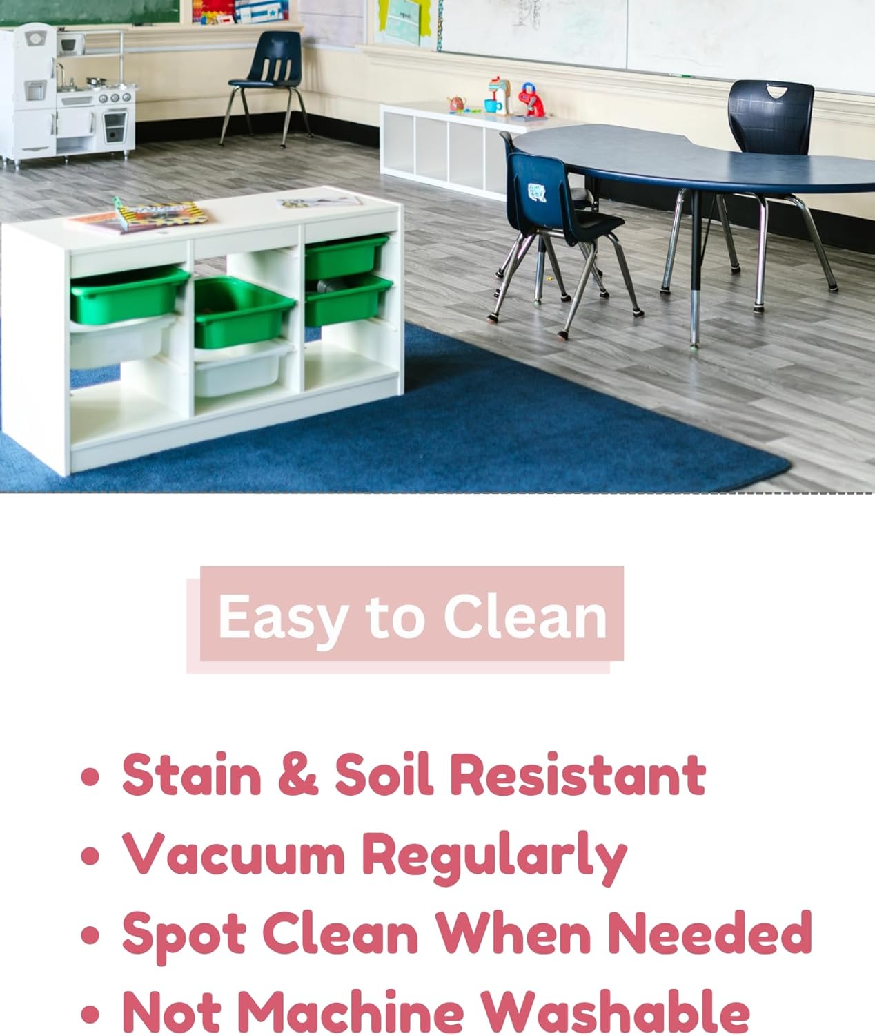 KOECKRITZ Soft and Colorful Kids Classroom Area Rugs (Passes Flammability Pill Test) Many Sizes and Bright Colors to Select from (5' x 7', Surf)