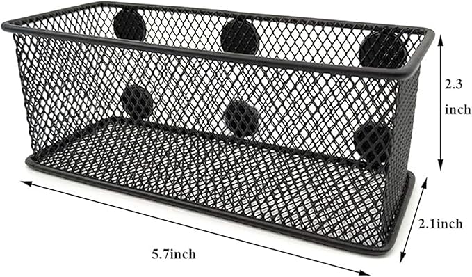 EASEPRES Magnetic Pencil Holder Set of 3 - Black Wire Mesh Storage Baskets Organizer with Strong Magnets - Perfect for Whiteboard, Refrigerator and Locker Accessories