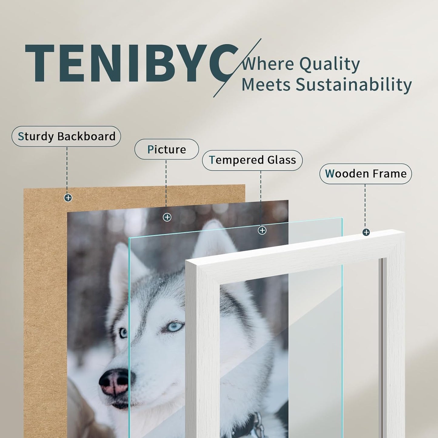 11x17 Picture Frame 3 Pack - White Woodgrain, Solid Wood & HD Tempered Glass, Wall Gallery Poster Frame