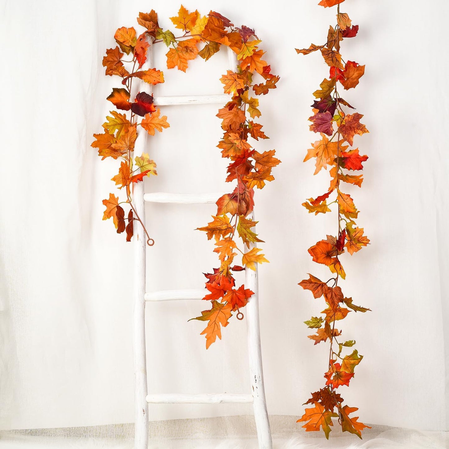 Lvydec 6 Pack Fall Maple Garland - 5.9ft/Strand Artificial Fall Foliage Garland Realistic Maple Leaves Autumn Decor for Home Wedding Halloween Thanksgiving Party