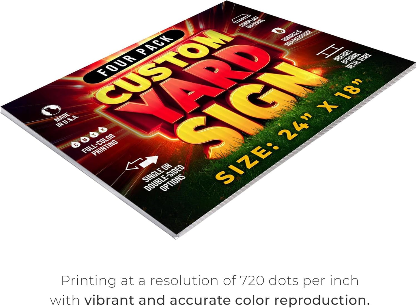 4 Pack 24"x18" Custom Yard Signs with Stakes, Personalized Yard Signs for Outdoors, Customized Full Color Print Corrugated Signs for Business