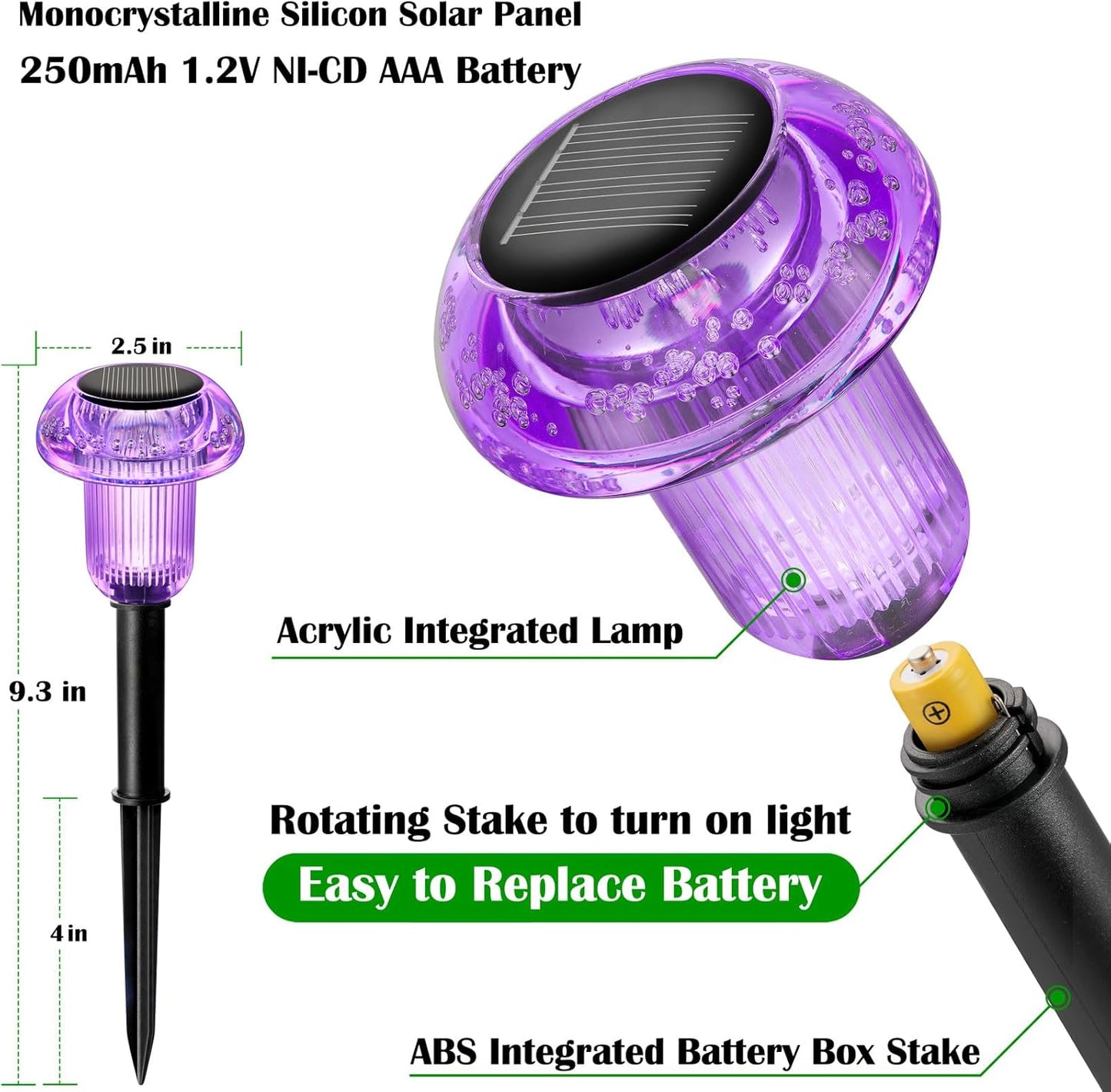 Halloween Solar Lights Outdoor 16 Pack Purple LED Waterproof Mushroom Outside Lights for Yard Garden Patio Pathway Walkway Landscape Halloween Decorations