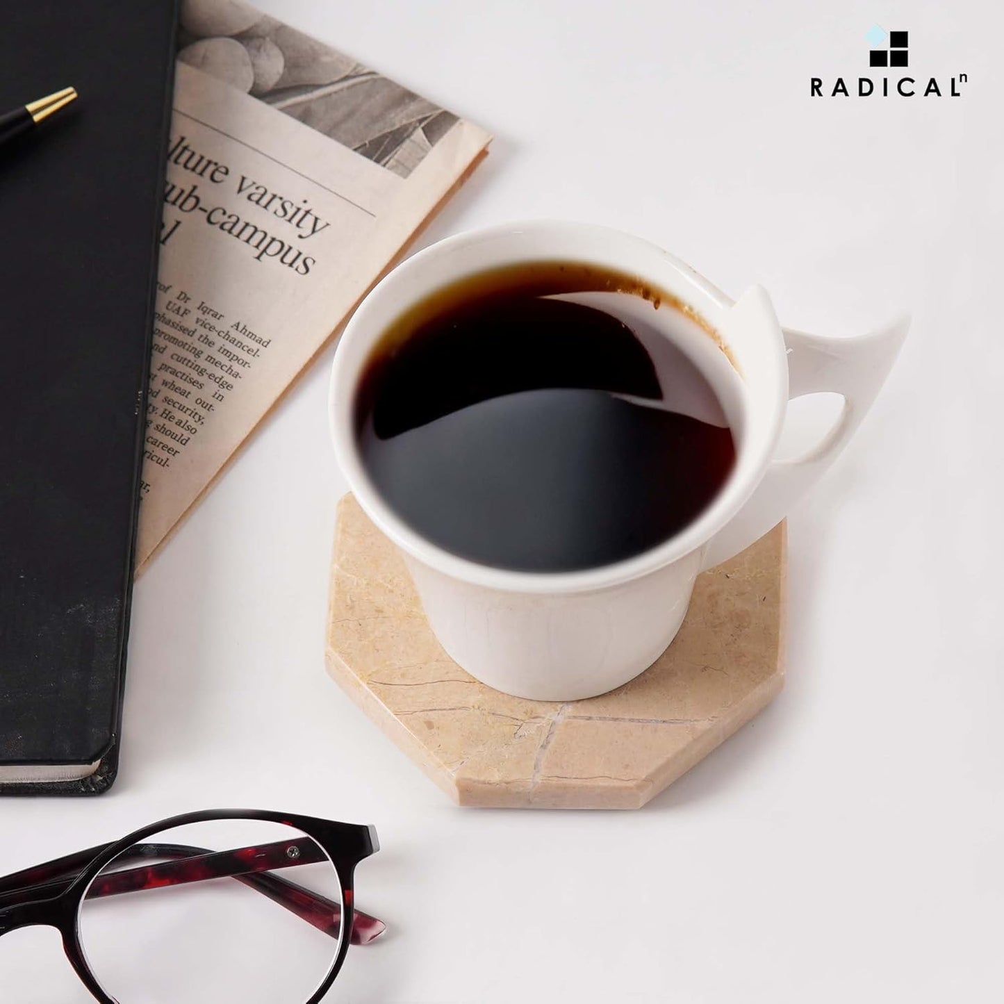 Radicaln Marble Coasters Star 3.5" Inches Verona Handmade Drink Coasters Set of 6 for Coffee Table, Car Cup Holders & Bar Use, Ideal Coffee Table Decor