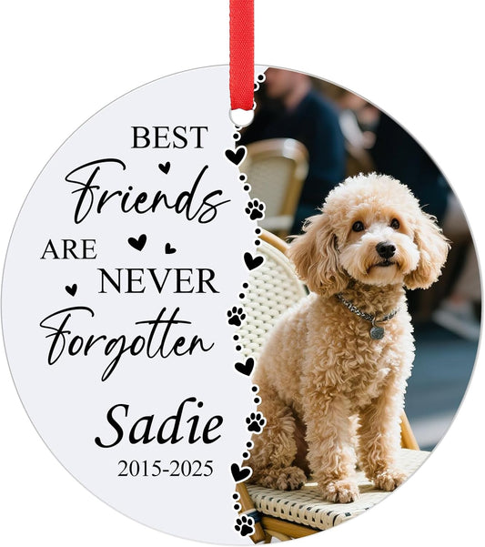 Personalized Pet Memorial Ornament - Custom Photo, Name & Dates - Sympathy Keepsake Gift for Loss of Dog, Cat - Dog Memorial Gifts for Pet Lover