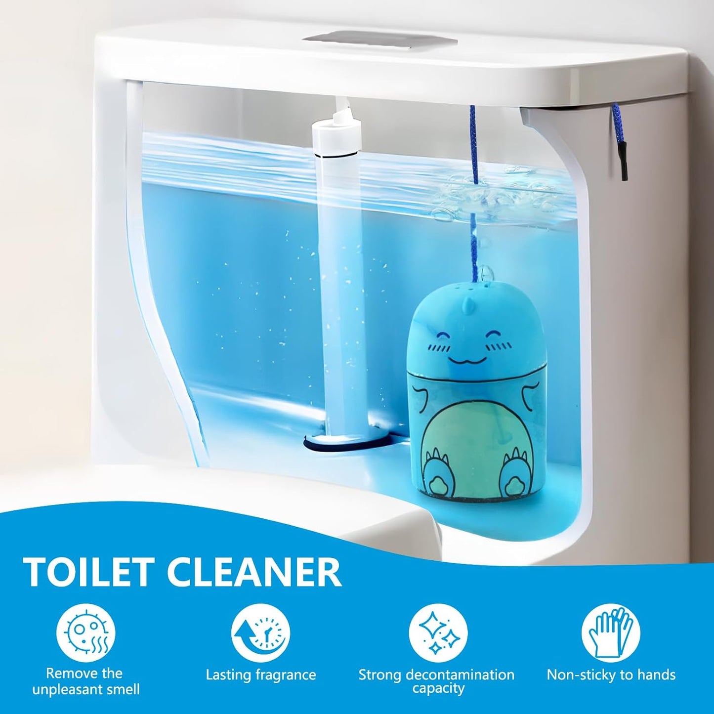 Toilet Bowl Cleaner-Cute Dinosaur-Shaped Toilet Bowl Cleaner Bottle Automatic Bathroom Toilet Tank Cleaner Easy-To-Use Septic Safe Toilet Cleaner in Bottle with Ocean Scent (1, blue)