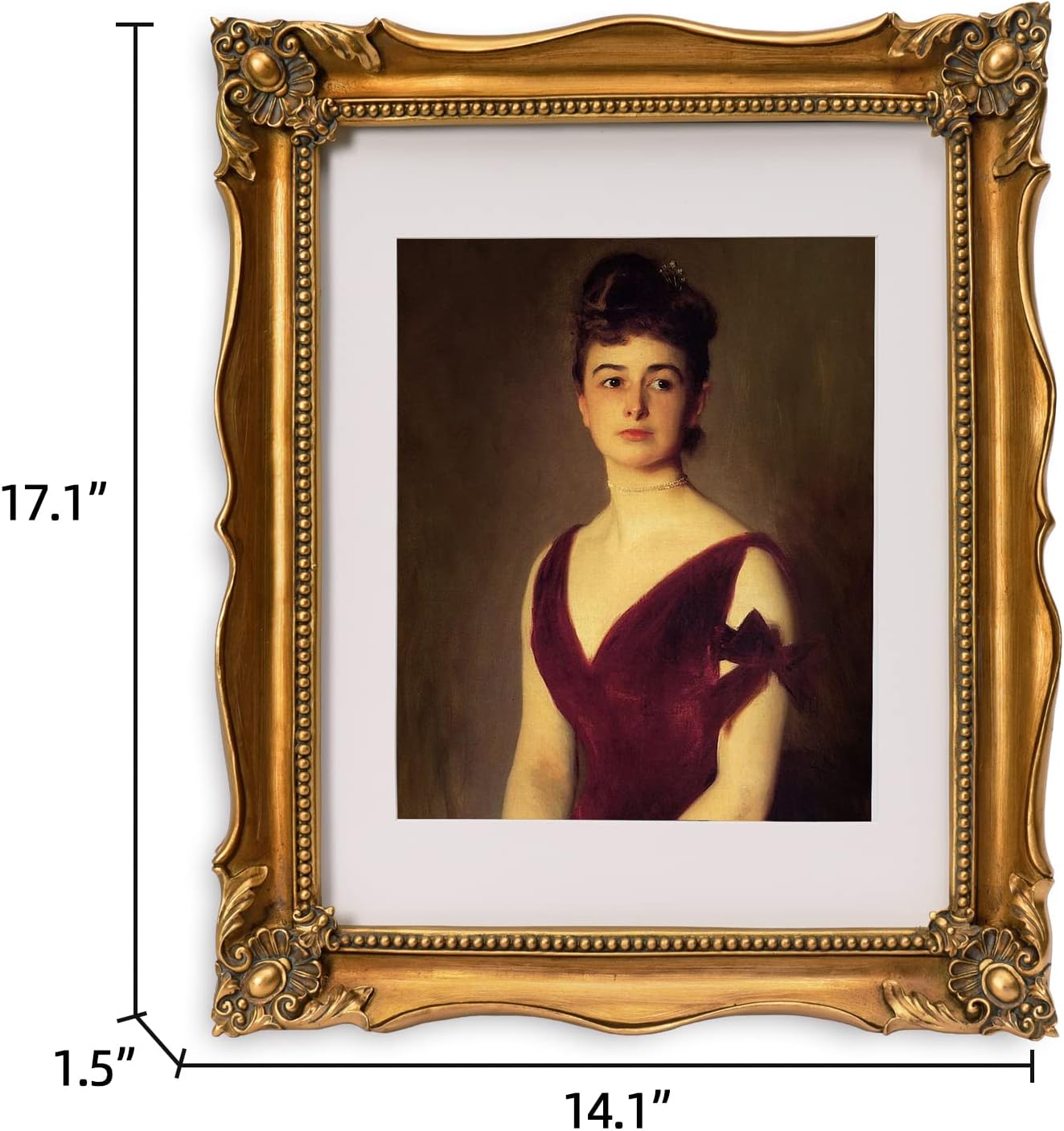 Vintage 11x14 Picture Frame with Embossed Flower, Ornate Gold Frame for 11x14 or 8x10 Photos with White Mat, Antique Baroque Frames with Hook for Wall Mounting Display(Bronze)